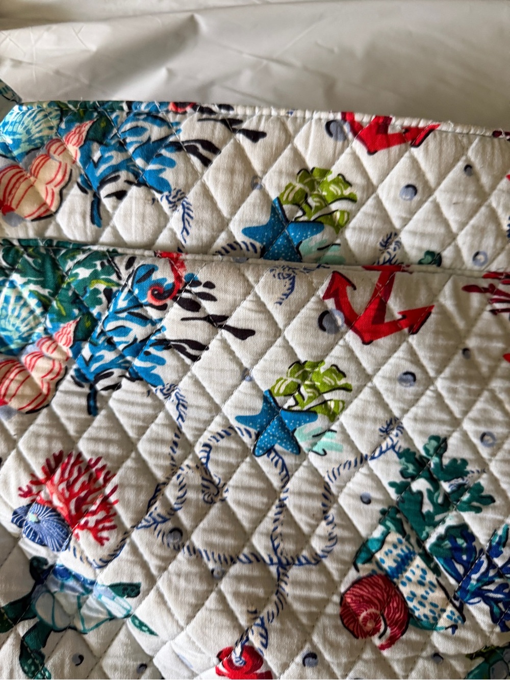 Vera Bradley Quilted Crossbody Bag in Cream with Blue, Green, Red Accents - Picture 2 of 3